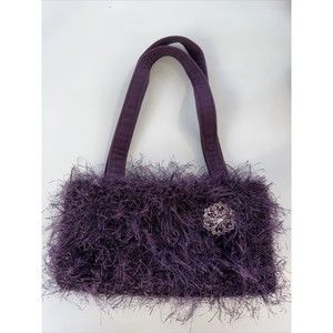 Purse Home Made Knit Purple Boho Vintage Vibe Charming One of a Kind Hand Bag